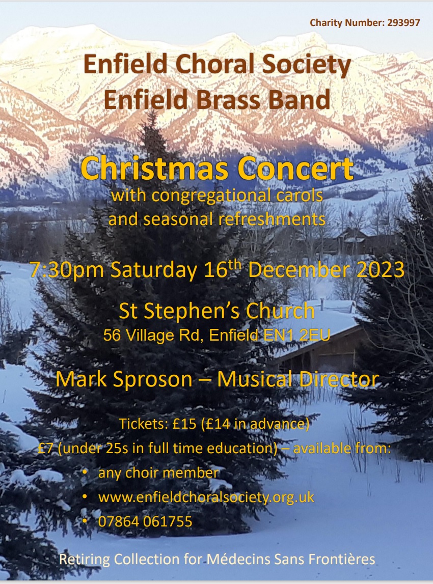 Enfield Choral Society Christmas Concert 2023 - with Enfield Brass Band