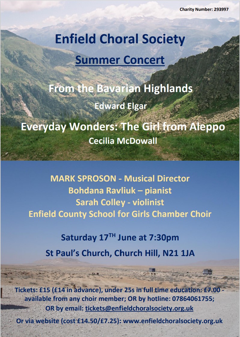 flyer advertising enfield choral society summer concert